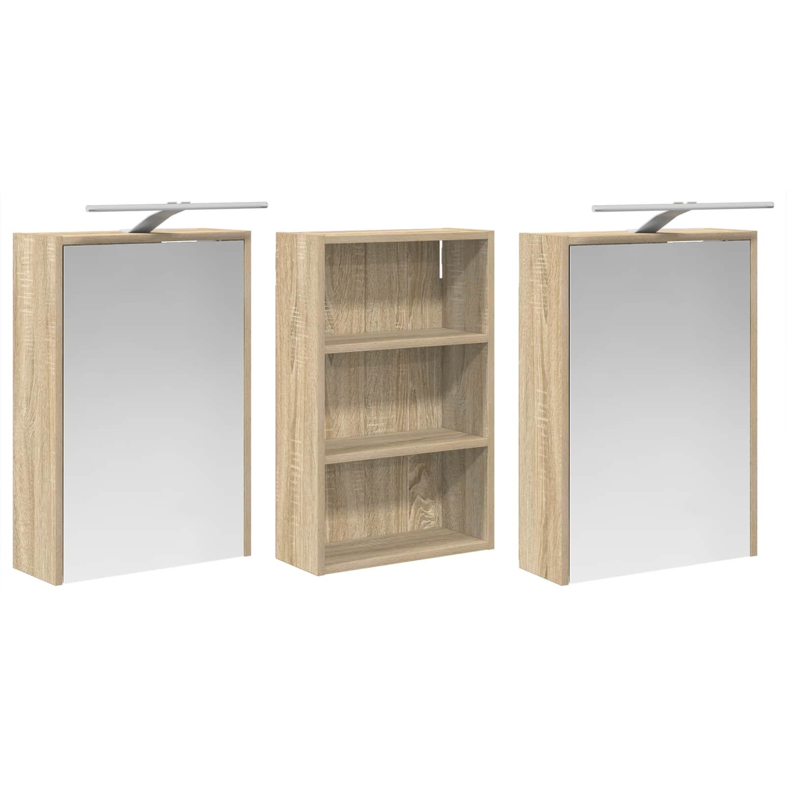 Badeværelsesskabsæt 3 pcs 126 x 16 x 62.5 cm Konstrueret træ