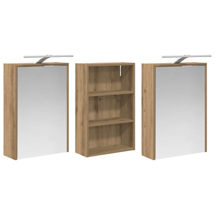 Badeværelsesskabsæt 3 stk. 126 x 16 x 62.5 cm Konstrueret træ