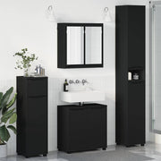 Badeværelsesmøbel sæt med skuffe 4 pcs Sort Konstrueret træ