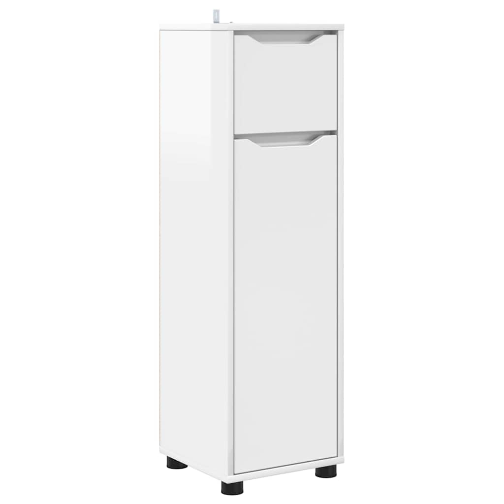 Badeværelsesmøbel sæt 4 pcs Høj gloss hvid Konstrueret træ