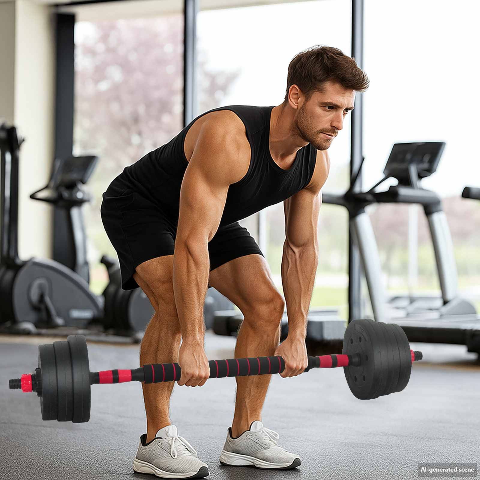 2-i-1 Håndvægt Sæt 30kg Sort og rød Cement og jernsand