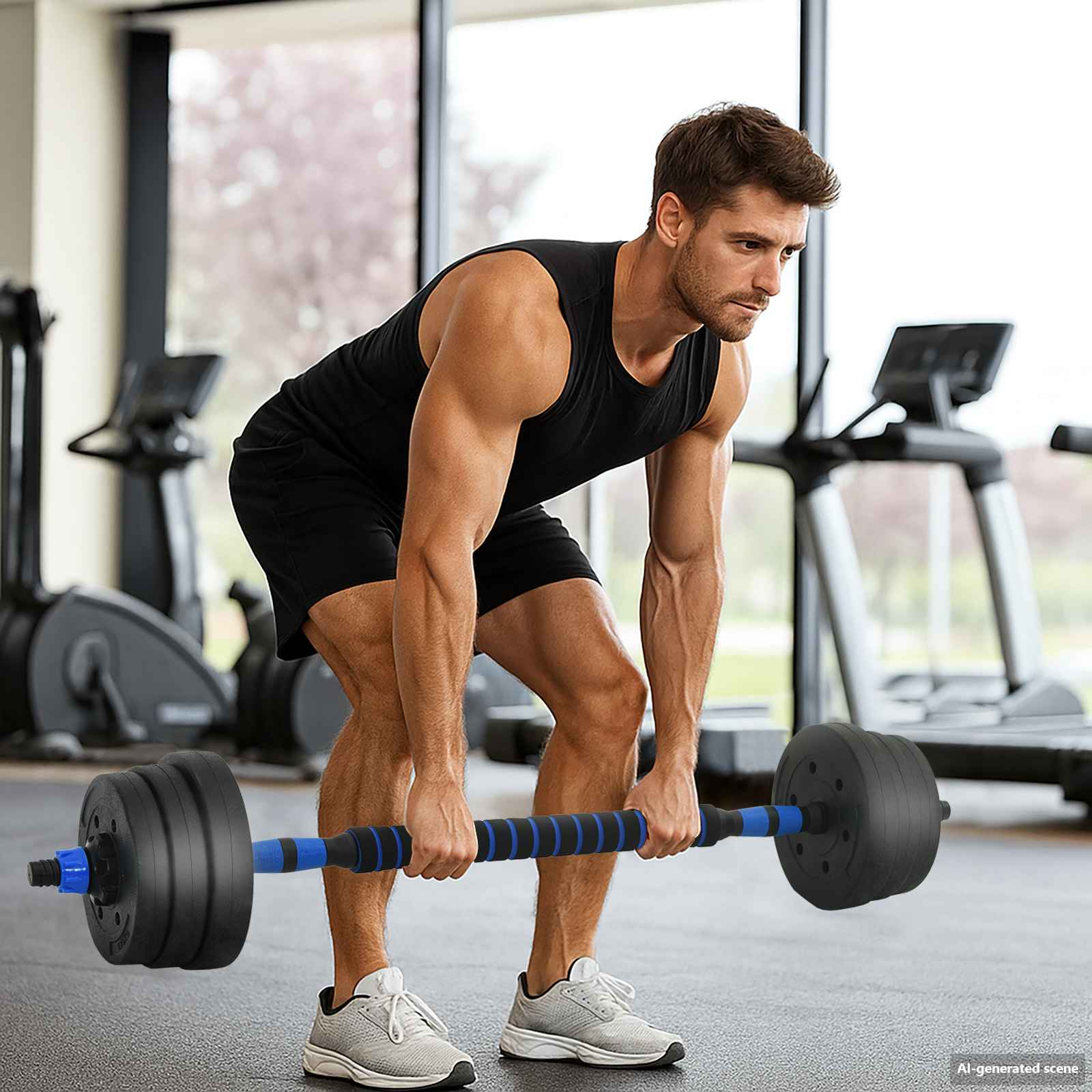 2-i-1 Håndvægt Sæt 30kg Sort og Blå Cement og jernsand