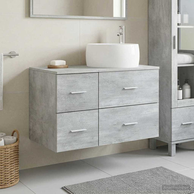 Badeværelsesmøbel sæt 2 stk. Betongrå Konstrueret træ