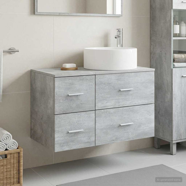 Badeværelsesmøbel sæt 2 stk. Betongrå Konstrueret træ