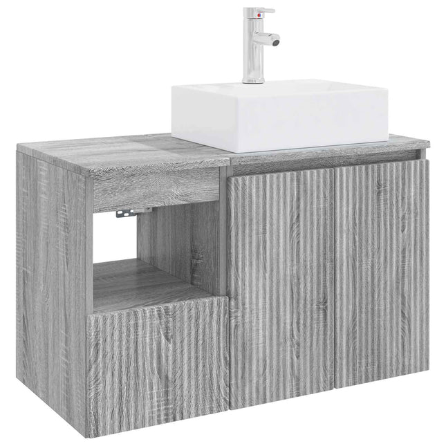 Badeværelsesmøbel sæt 2 stk. Grå Sonoma Konstrueret træ