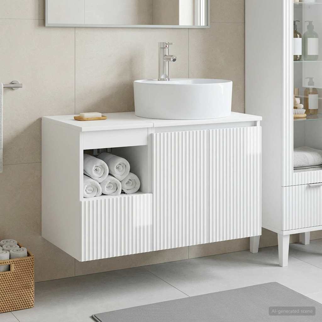 Badevrelsesmbel st 2 stk. Hvid hjglans Konstrueret tr