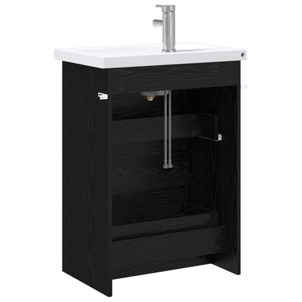 Badeværelsesmøbel sæt Sort eg 61 x 40 x 84,5 cm Konstrueret træ