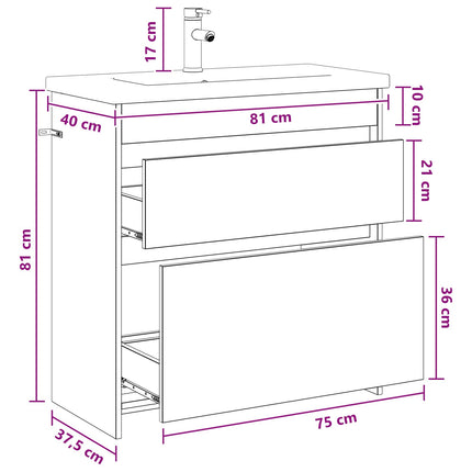 Badeværelsesmøbel sæt Hvid 81 x 40 x 84,5 cm Konstrueret træ