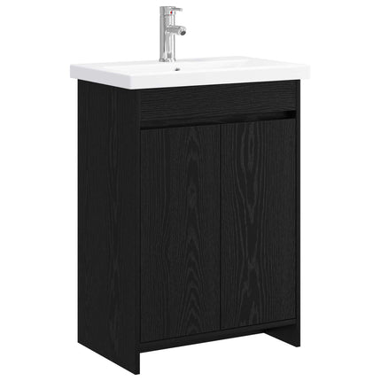 Badeværelsesmøbel sæt Sort eg 61 x 40 x 84,5 cm Konstrueret træ