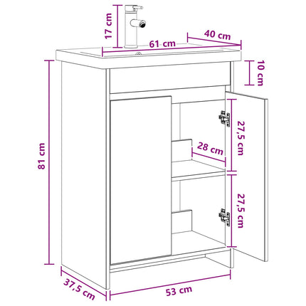Badeværelsesmøbel sæt Sort eg 61 x 40 x 84,5 cm Konstrueret træ