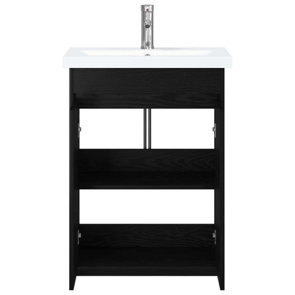 Badeværelsesmøbel sæt Sort eg 81 x 40 x 84,5 cm Konstrueret træ