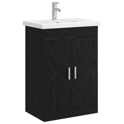 Badeværelsesmøbel sæt Sort eg 61 x 40 x 84,5 cm Konstrueret træ