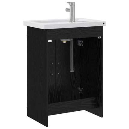 Badeværelsesmøbel sæt Sort eg 61 x 40 x 84,5 cm Konstrueret træ