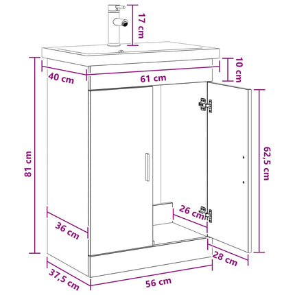 Badeværelsesmøbel sæt Sort eg 61 x 40 x 84,5 cm Konstrueret træ