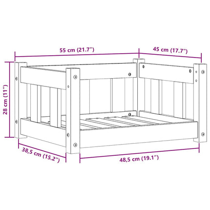 Hundeseng Voks brun 55 x 45 x 28 cm Massiv fyrretræ