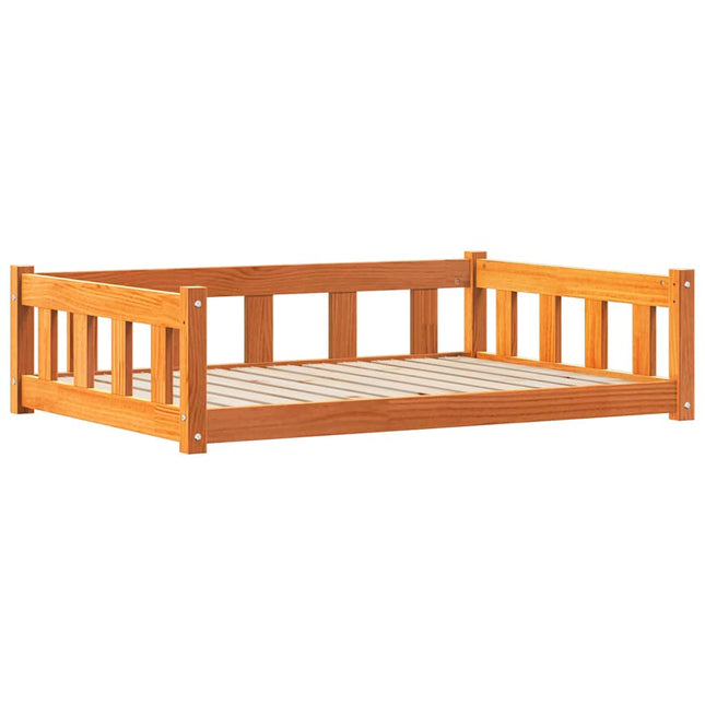 Hundeseng 100 x 70 x 28 cm Massivt fyrretræ Voksbrun