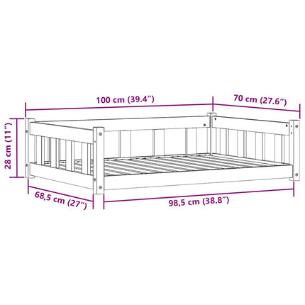 Hundeseng Voks brun 100 x 70 x 28 cm Massiv fyrretræ