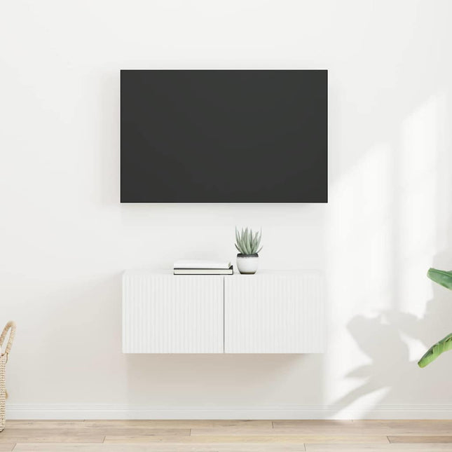 TV vægskab 2 stk. Hvid Konstrueret træ