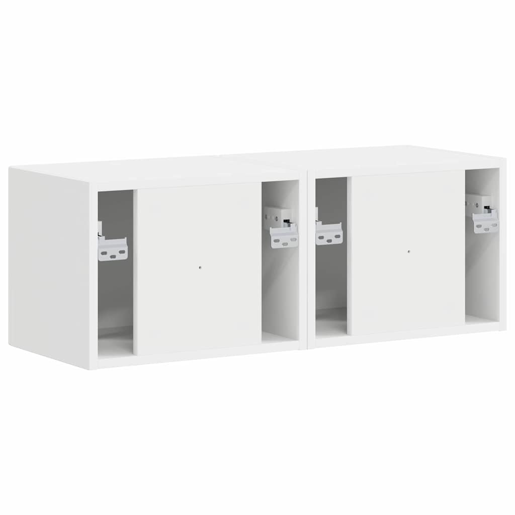 TV vægskab 2 pcs Hvid 60 x 31 x 29.5 cm Konstrueret træ