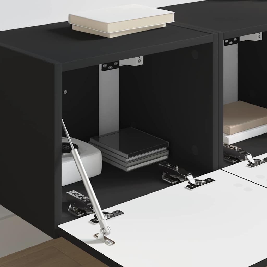 TV vægskab 2 pcs Sort 60 x 31 x 29.5 cm Konstrueret træ