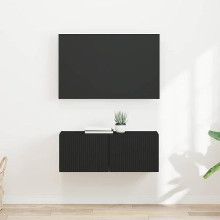 TV vægskab 2 stk. Sort Konstrueret træ