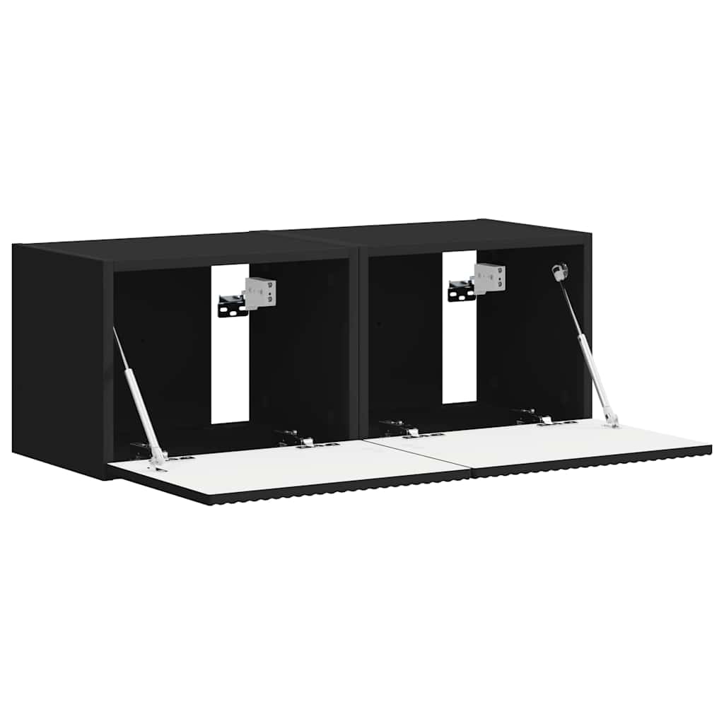 TV vægskab 2 pcs Sort 60 x 31 x 29.5 cm Konstrueret træ