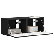TV vægskab 2 pcs Sort 39 x 31 x 29,5 cm Konstrueret træ