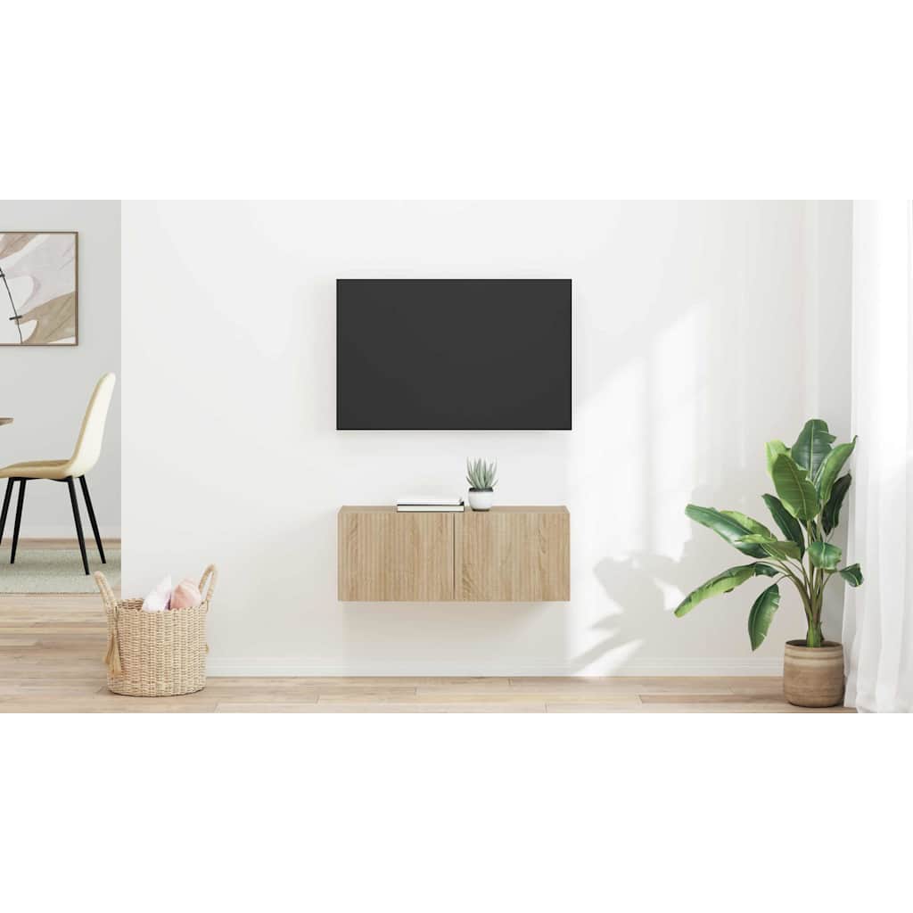 TV vægskab 2 pcs Sonoma 39 x 31 x 29,5 cm Konstrueret træ