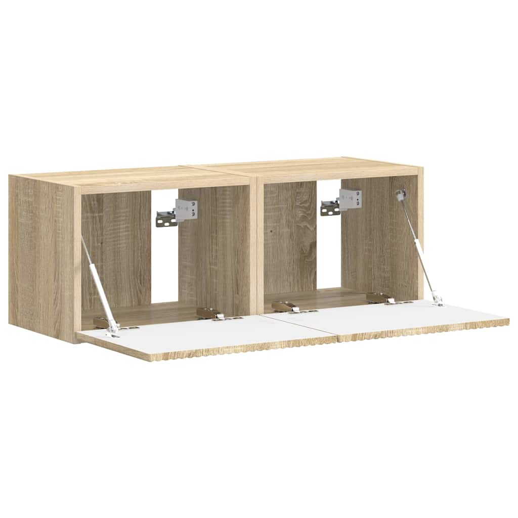 TV vægskab 2 pcs Sonoma 60 x 31 x 29.5 cm Konstrueret træ