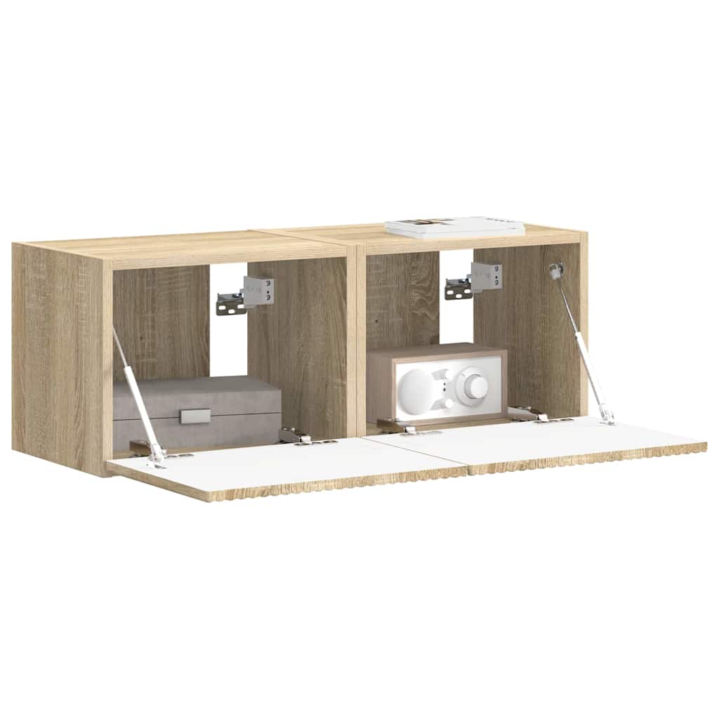 TV vægskab 2 pcs Sonoma 60 x 31 x 29.5 cm Konstrueret træ