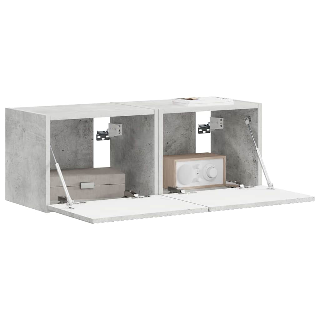 TV vægskab 2 pcs Beton 60 x 31 x 29.5 cm Konstrueret træ