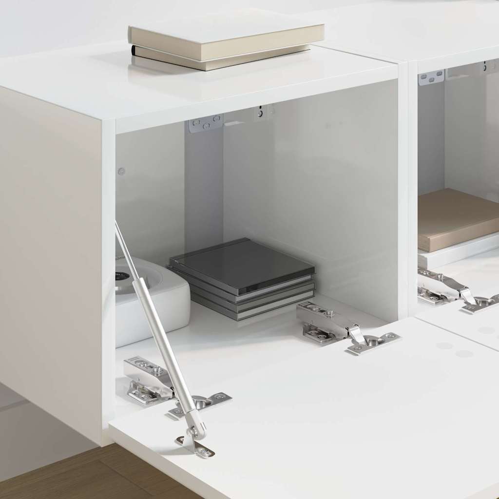 TV vægskab 2 pcs Gloss Hvid 60 x 31 x 29.5 cm Konstrueret træ