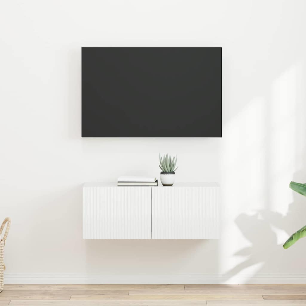 TV vægskab 2 pcs Gloss Hvid 60 x 31 x 29.5 cm Konstrueret træ
