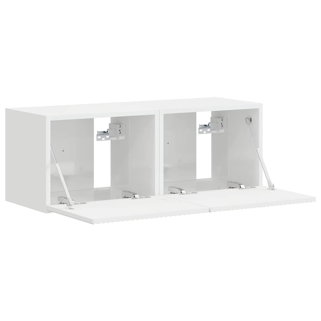 TV vægskab 2 pcs Gloss Hvid 60 x 31 x 29.5 cm Konstrueret træ