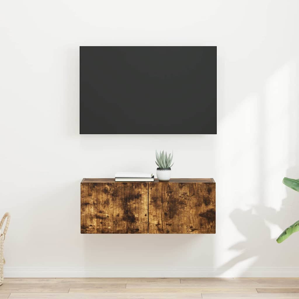 TV vægskab 2 pcs Røget eg 60 x 31 x 29.5 cm Konstrueret træ