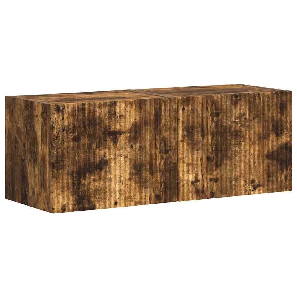 TV vægskab 2 pcs Røget eg 60 x 31 x 29.5 cm Konstrueret træ