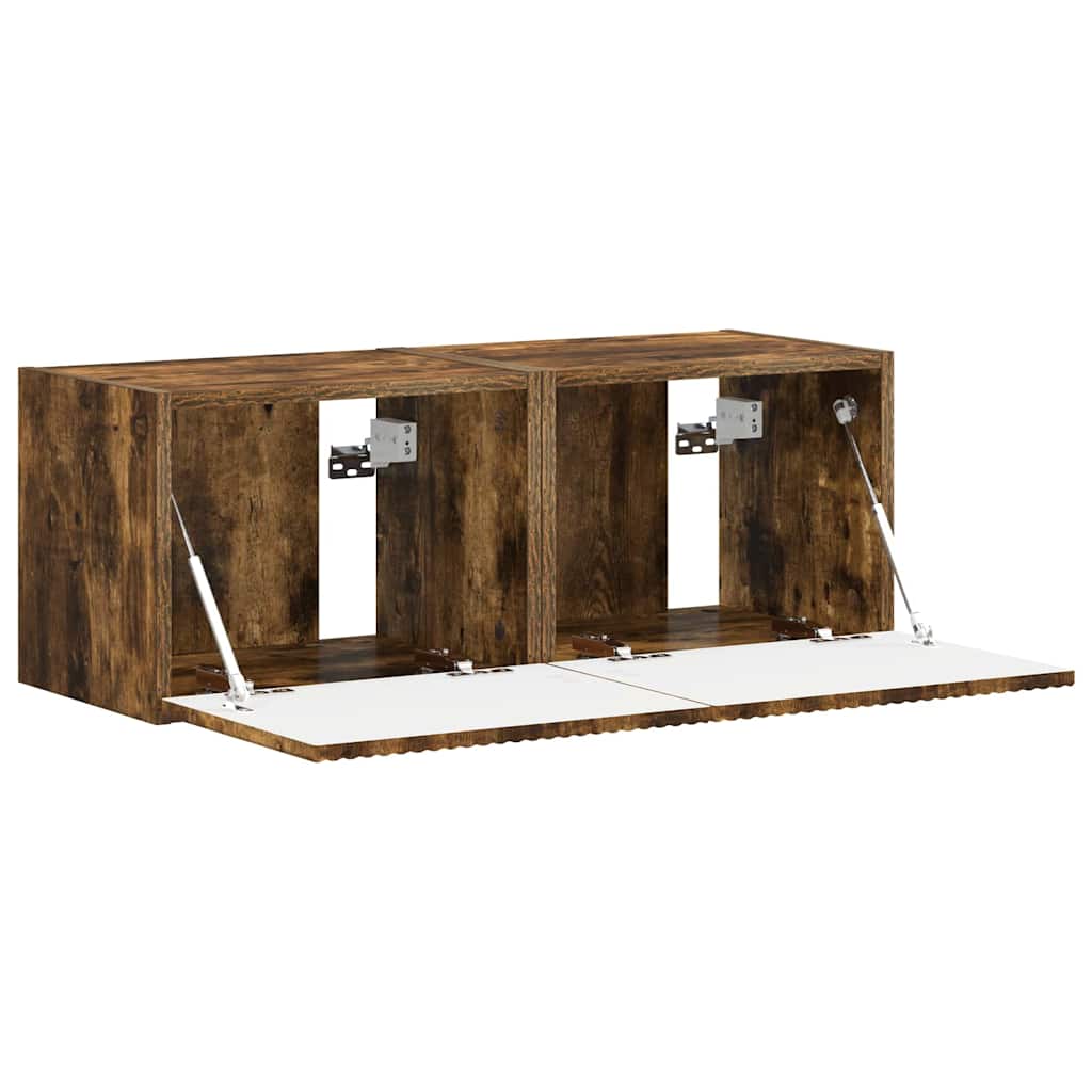 TV vægskab 2 pcs Røget eg 60 x 31 x 29.5 cm Konstrueret træ