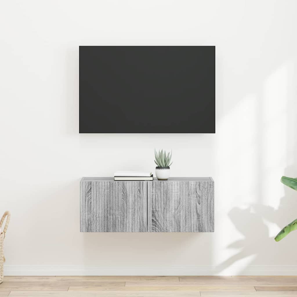TV vægskab 2 pcs Grå Sonoma 60 x 31 x 29.5 cm Konstrueret træ