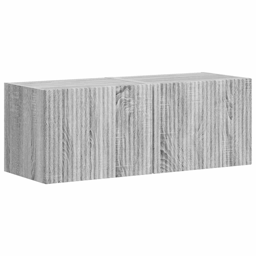 TV vægskab 2 pcs Grå Sonoma 60 x 31 x 29.5 cm Konstrueret træ