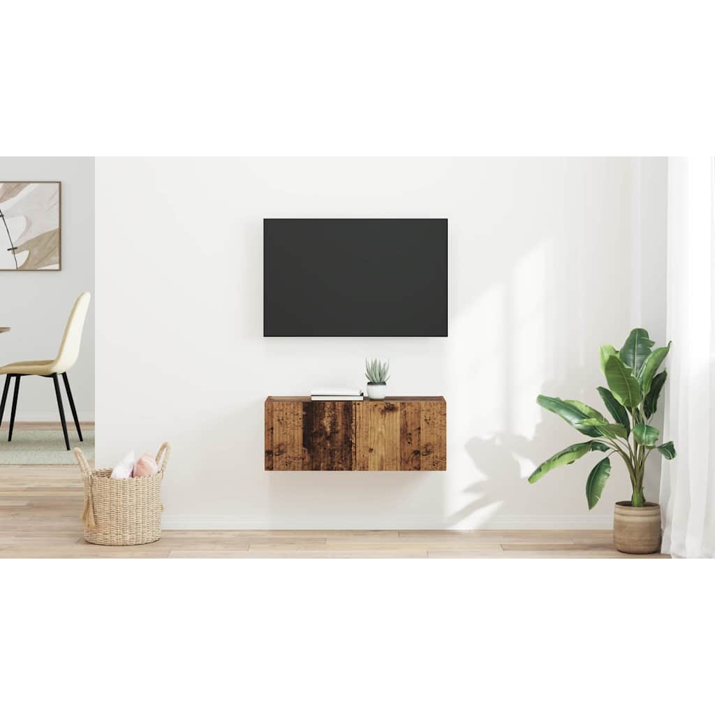 TV vægskab 2 pcs Gammelt træ 39 x 31 x 29,5 cm Konstrueret træ