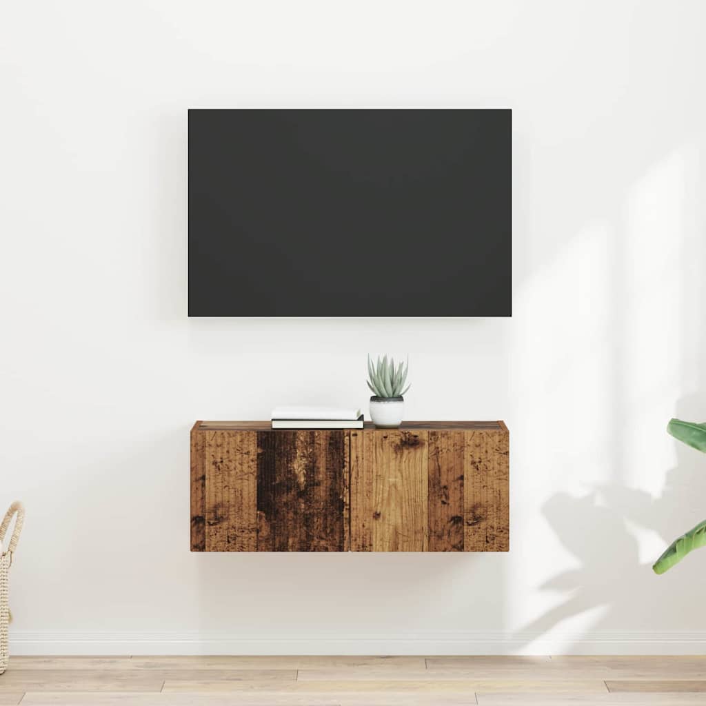 TV vægskab 2 pcs Gammelt træ 60 x 31 x 29.5 cm Konstrueret træ