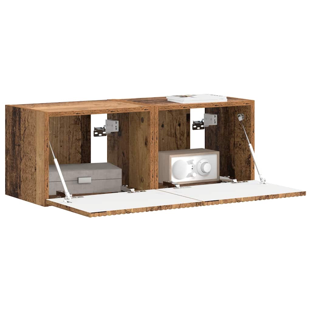 TV vægskab 2 pcs Gammelt træ 39 x 31 x 29,5 cm Konstrueret træ