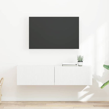 TV vægskab 2 stk. Hvid Konstrueret træ