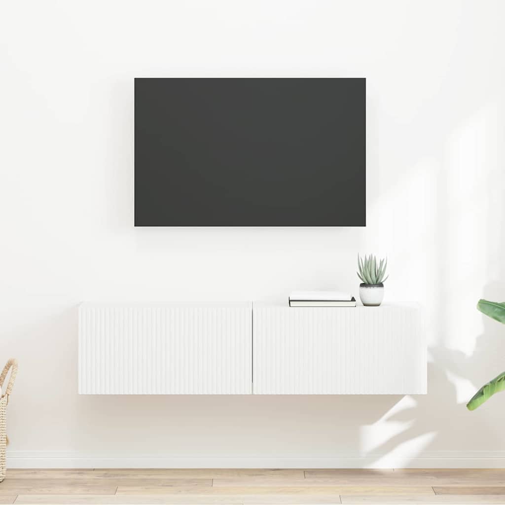 TV vægskab 2 pcs Hvid 60 x 31 x 29.5 cm Konstrueret træ