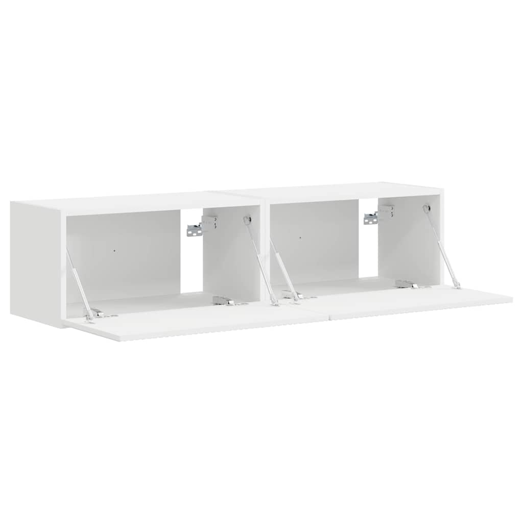 TV vægskab 2 pcs Hvid 60 x 31 x 29.5 cm Konstrueret træ