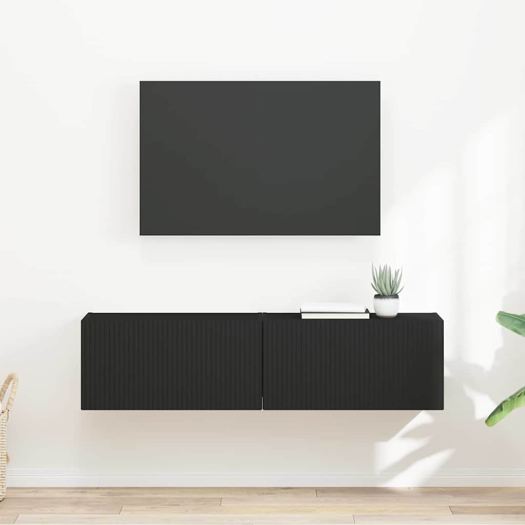 TV vægskab 2 pcs Sort 60 x 31 x 29,5 cm Konstrueret træ