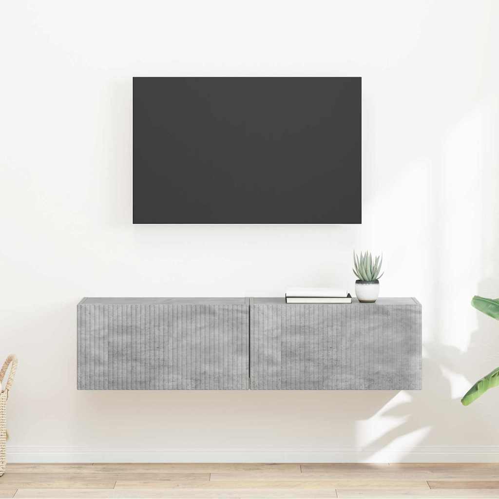 TV vægskab 2 pcs Beton 60 x 31 x 29.5 cm Konstrueret træ