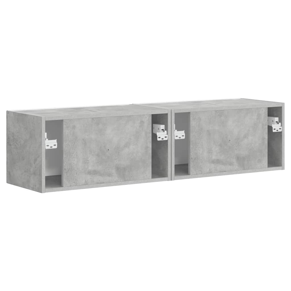 TV vægskab 2 pcs Beton 60 x 31 x 29.5 cm Konstrueret træ