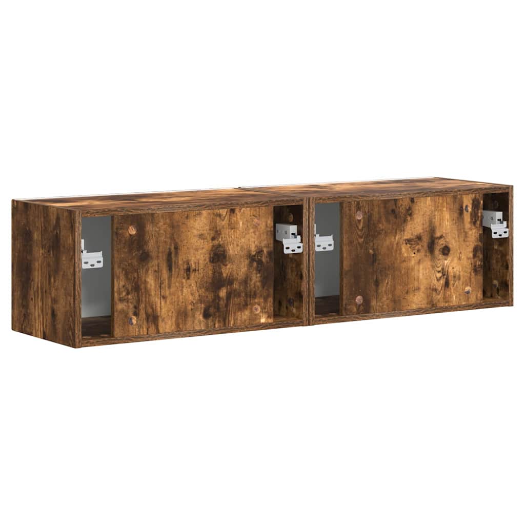 TV vægskab 2 pcs Røget eg 60 x 31 x 29.5 cm Konstrueret træ