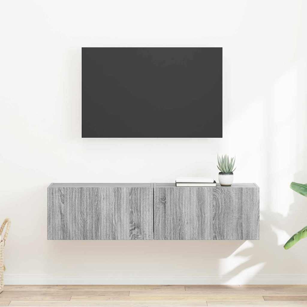 TV vægskab 2 pcs Grå Sonoma 60 x 31 x 29,5 cm Konstrueret træ